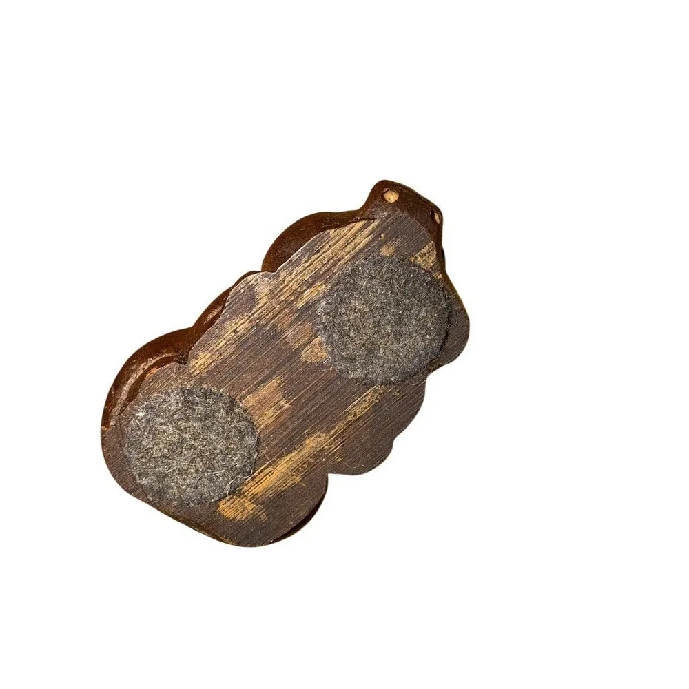 Hand-Carved Piglet Figurine Miniature Brown Polished‎ 2.5in Felt Pads farmcore